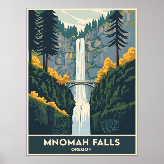 Póster Cataratas Multnomah Oregon (Frente)