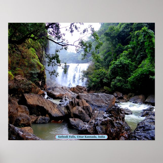 Póster Cataratas Sathodi, Uttar Kannada, India (Frente)