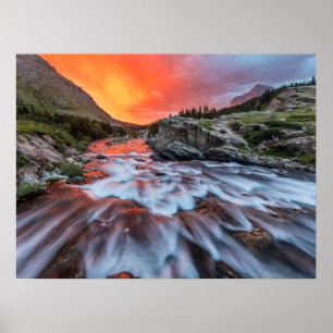 Póster Cataratas SwiftCurrent   Parque nacional Glaciar M