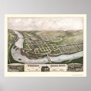 Póster Cataratas Turners, MAMÁES Mapa Panorámico - 1877