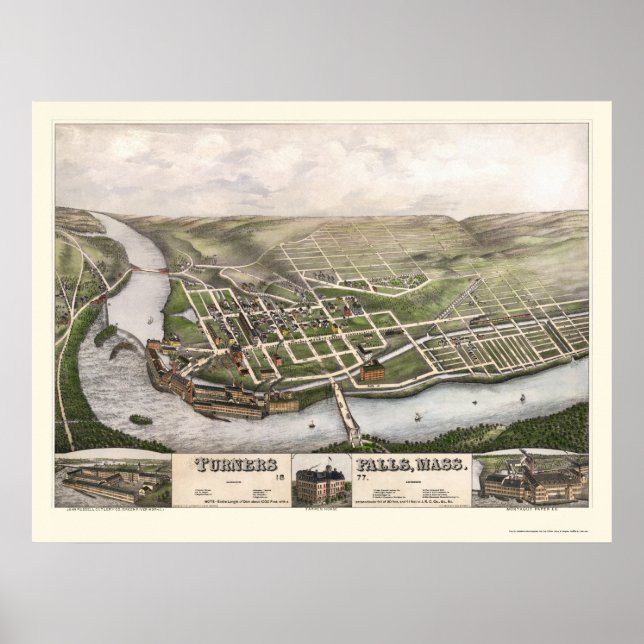 Póster Cataratas Turners, MAMÁES Mapa Panorámico - 1877 (Frente)
