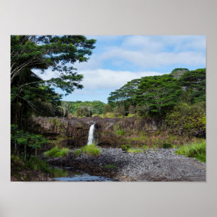 Póster cataratas wai'ale en el parque estatal del río wai
