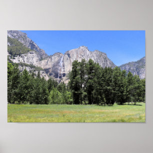 Póster Cataratas Yosemite y praderas del valle de Yosemit