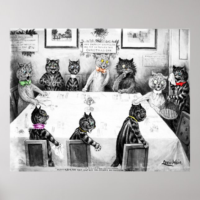Póster Catástrofe de los gatos por Louis Wain (Frente)