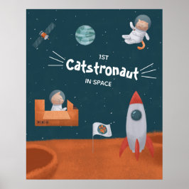 Póster Catastronauta caprichosa en el espacio, gatos en M