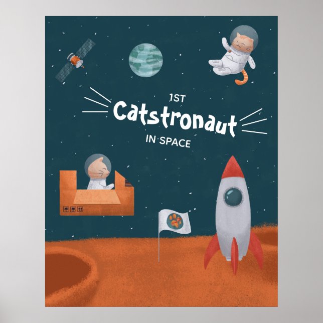 Póster Catastronauta caprichosa en el espacio, gatos en M (Frente)