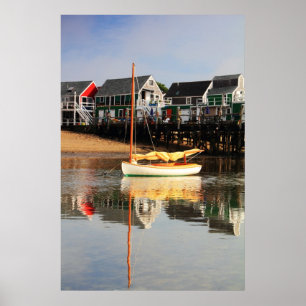 Póster Catboat y costa, MAMÁES de Provincetown, Cape Cod