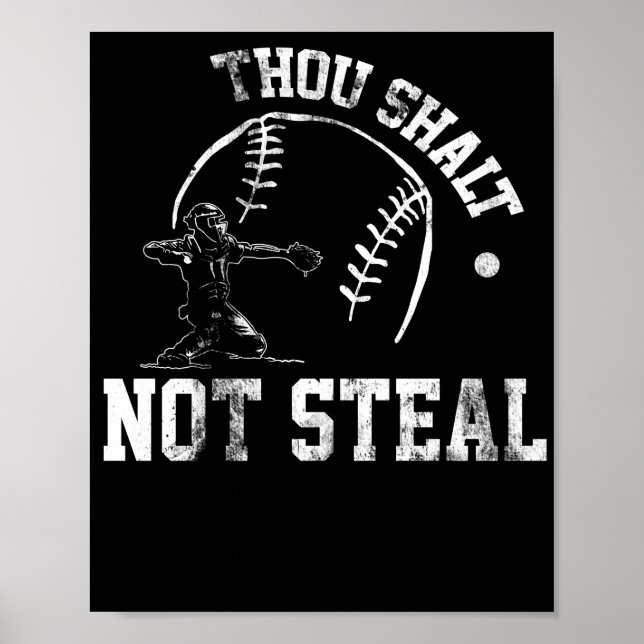 Póster Catcher del béisbol, no robarás religión (Frente)