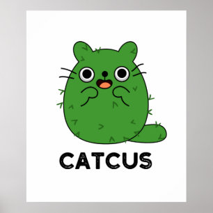 Póster Catcus Funny Cat Cactus Pun