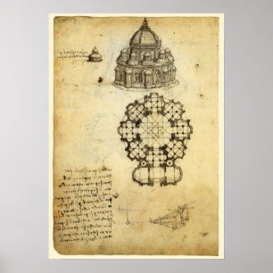Póster Catedral arquitectónica de Leonardo da Vinci