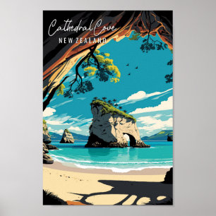 Póster Catedral Cove Viaje de Nueva Zelanda