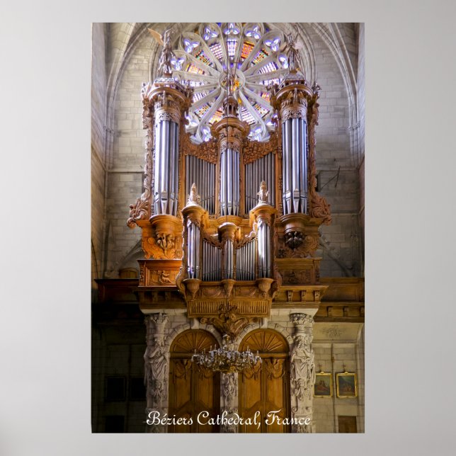 Póster Catedral de Béziers, Francia, poster de órganos co (Frente)