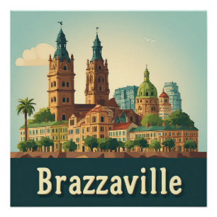 Póster 🏙️ Catedral de Brazzaville Paisaje Urbano Ciudad