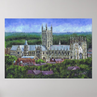 Póster Catedral de Canterbury a lo lejos