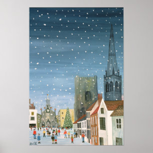 Póster Catedral de Chichester una escena de la nieve
