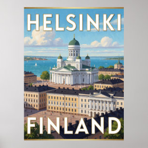 Póster Catedral de Helsinki Finlandia Escena de viaje bál