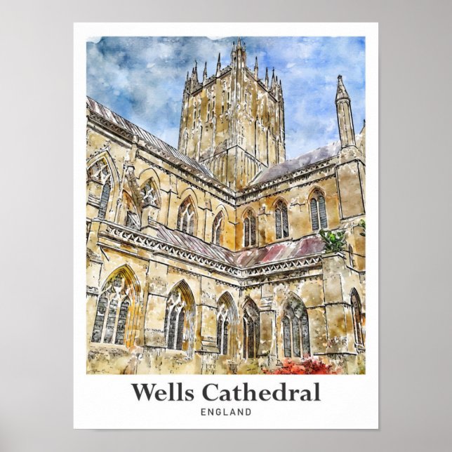 Póster Catedral de la Catedral Somerset Inglaterra Viajes (Frente)