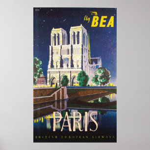 Póster Catedral de Notre Dame BEA Londres Viaje