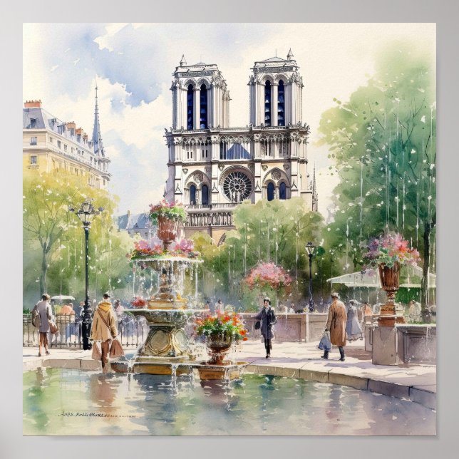 Póster Catedral de Notre Dame Bella Artes de París (Frente)