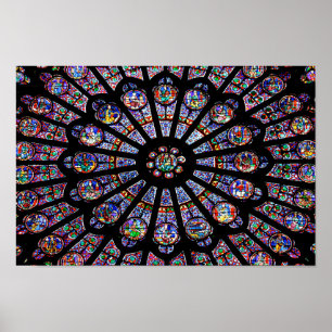 Póster Catedral de Notre-Dame Coloridas Vidrio Manchado