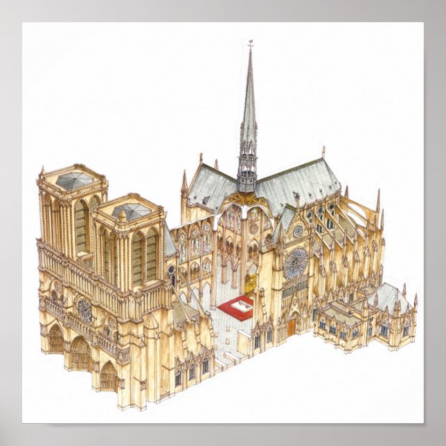 Póster Catedral de Notre-Dame. París Francia (Frente)