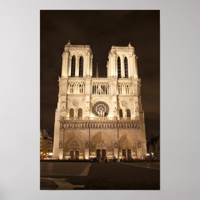 Póster Catedral de Notre Dame por la noche (Frente)