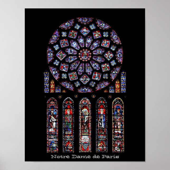 Póster Catedral de Notre Dame, Ventana Rosa Norte (Frente)