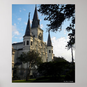 Póster Catedral de Nueva Orleans, estilo 3D