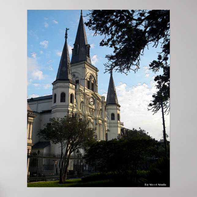 Póster Catedral de Nueva Orleans, estilo 3D (Frente)