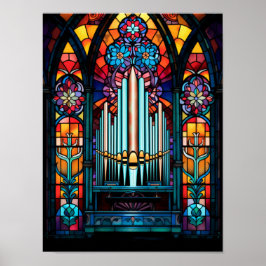 Póster Catedral de órgano de tubos de vidrio teñido de ar