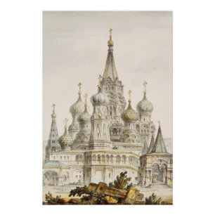Póster Catedral de Pokrovsky y Torre Spasskaya