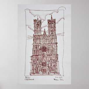 Póster Catedral de Reims Región de Champaña, Francia