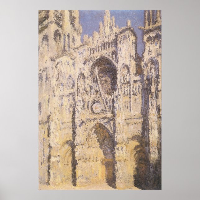 Póster Catedral de Rouen, Armonía Azul Oro de Claude Mone (Frente)