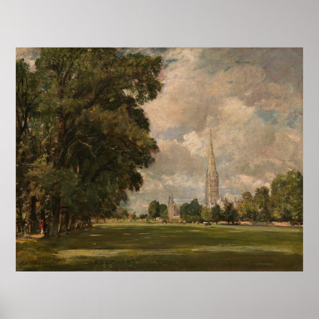 Póster Catedral de Salisbury cerca del pantano inferior (Frente)