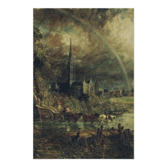 Póster Catedral de Salisbury desde los prados (Anverso)