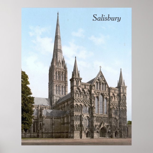 Póster Catedral de Salisbury en Inglaterra (1900) (Frente)