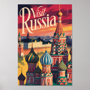 Póster Catedral de San Basilio Rusia Ilustración Viaje
