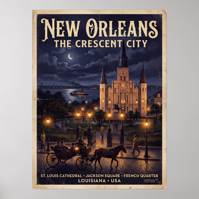 Póster Catedral de San Luis de Nueva Orleans Plaza Jackso (Frente)