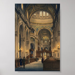 Póster Catedral de San Pablo Grabado en Madera Japonés