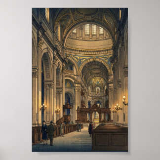 Póster Catedral de San Pablo Grabado en Madera Japonés