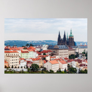 Póster Catedral de San Vito y paisaje urbano de Praga - R
