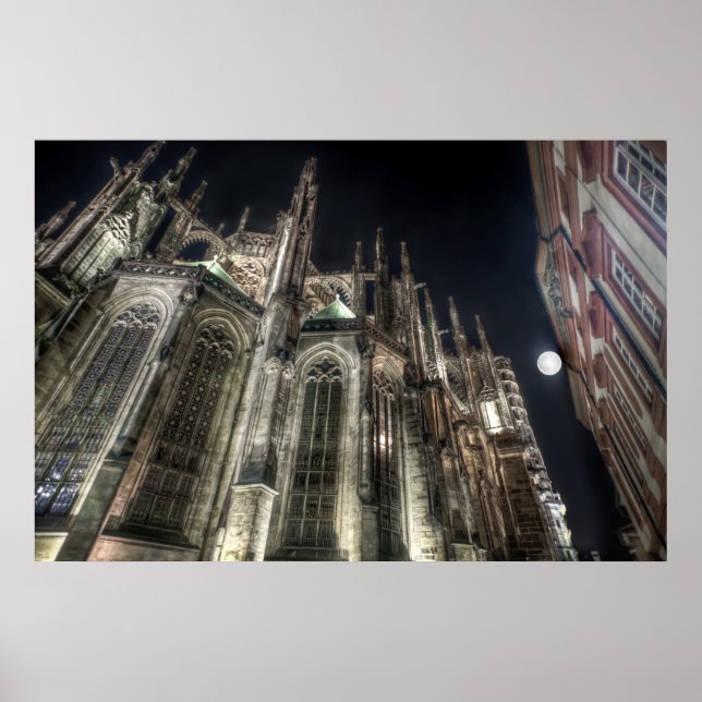 Póster Catedral de San Vitus de Praga Poster Nocturno (Frente)