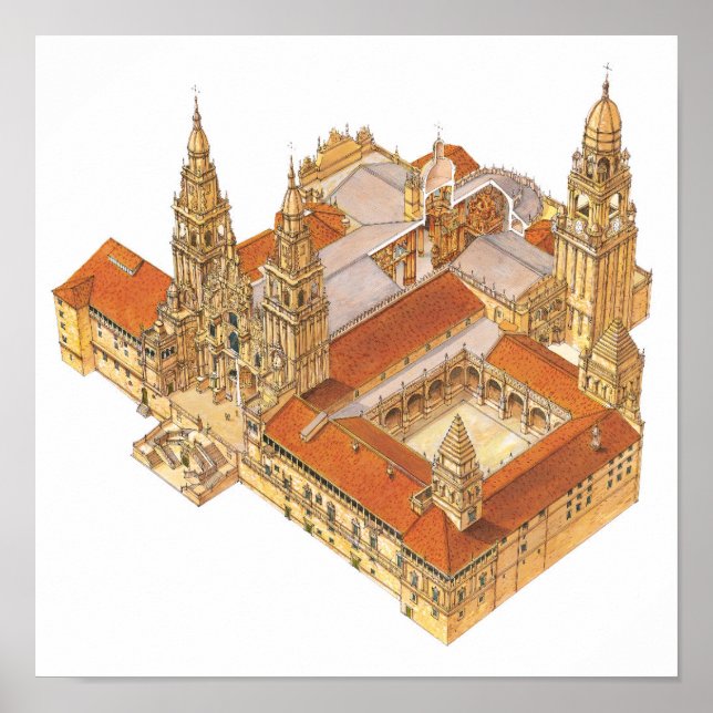 Póster Catedral de Santiago de Compostela España (Frente)