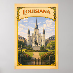 Póster Catedral de St. Louis Louisiana Vintage