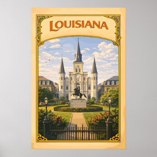 Póster Catedral de St. Louis Louisiana Vintage