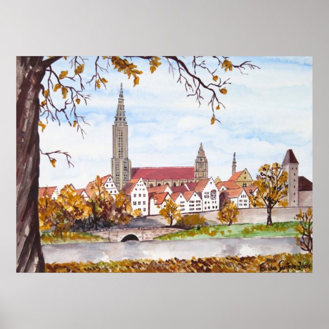 Póster Catedral de Ulm en Alemania por Farida Greenfield (Frente)