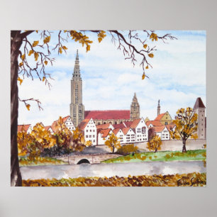 Póster Catedral de Ulm en Alemania por Farida Greenfield