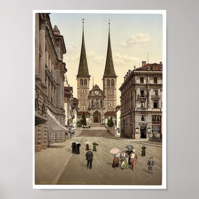 Póster Catedral, Lucerna, Fotos antiguas de Suiza (Frente)