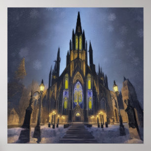 Póster Catedral Nocturna Gótica