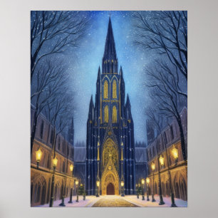 Póster Catedral por la noche